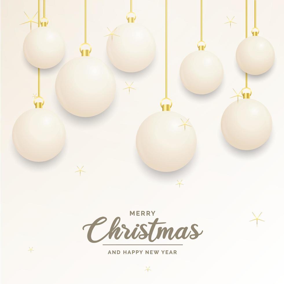 décoration de noël festive boules de noël blanches et dorées pour site web. réseaux sociaux. blog ou votre chaîne vidéo vecteur