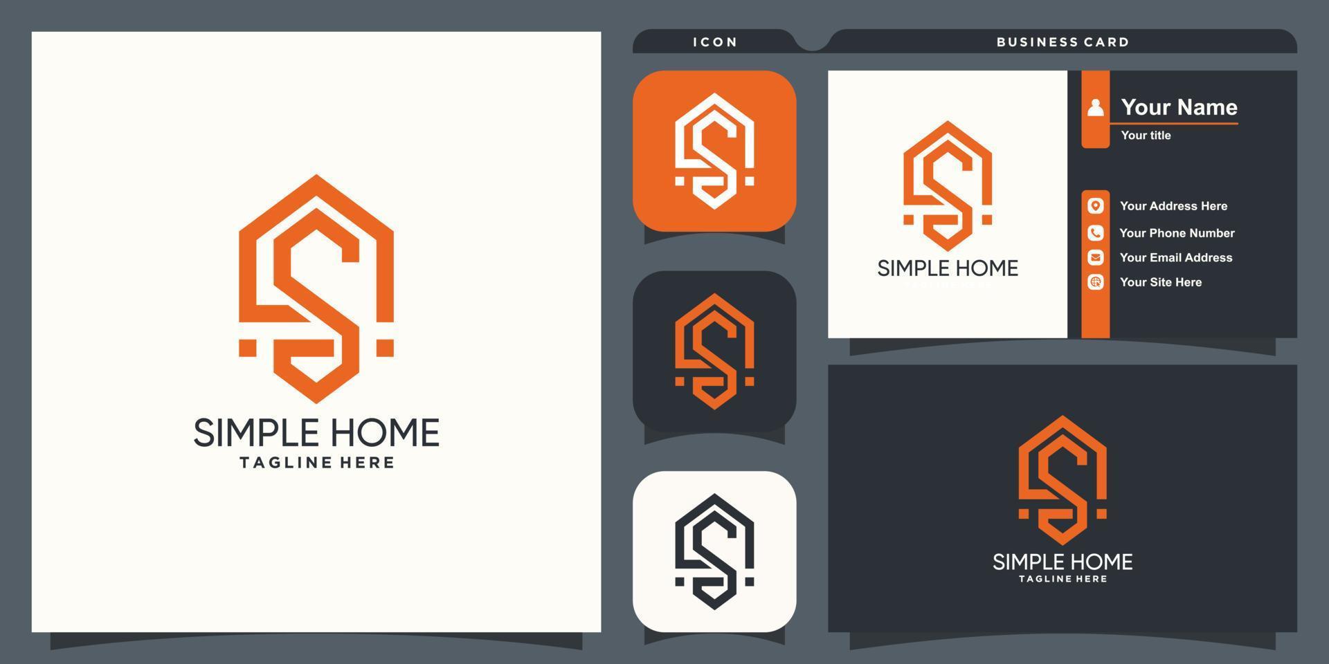 logo de maison simple avec initiales s concept design illustration vecteur