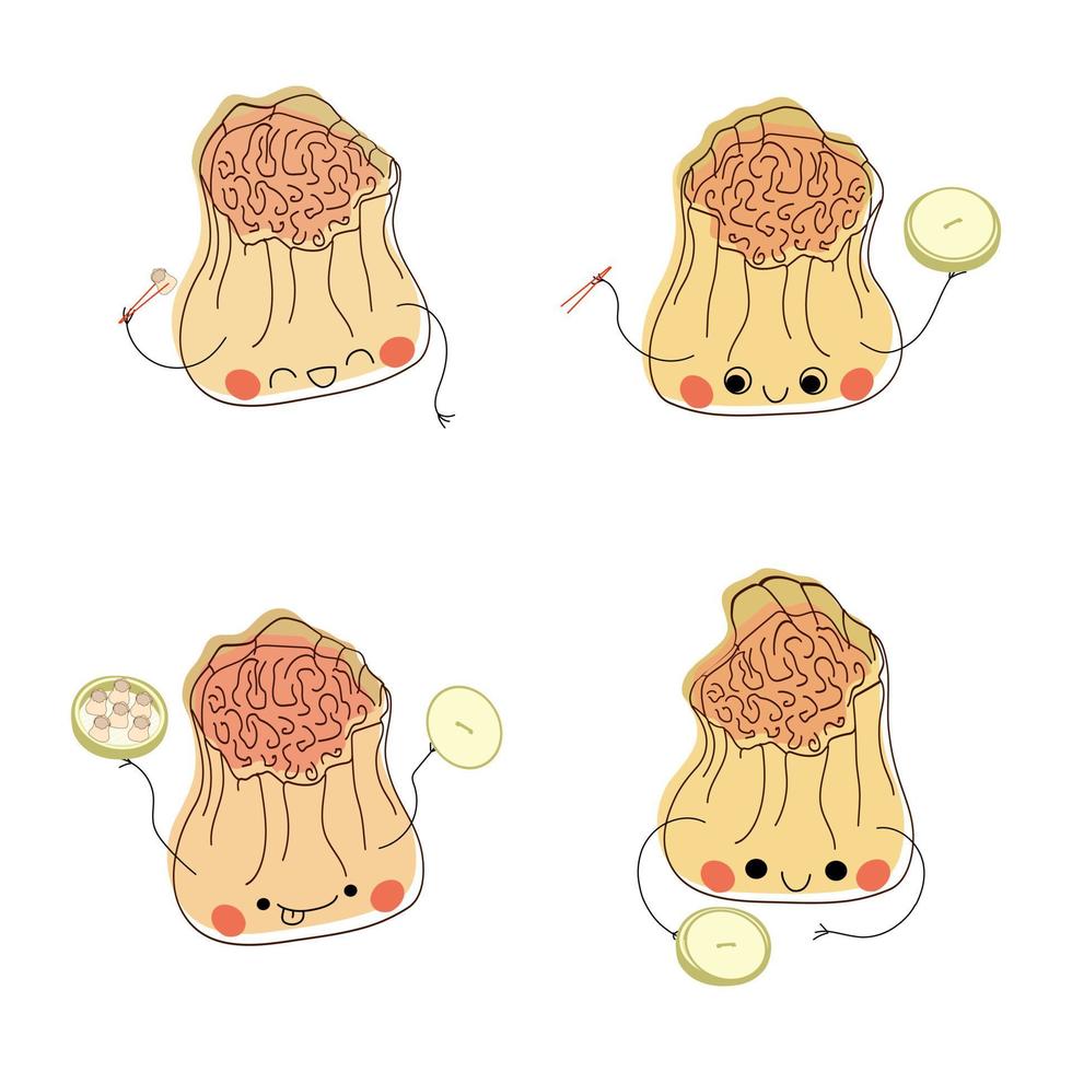 siu mai dim sum boulettes cuites à la vapeur caractères illustration vectorielle vecteur