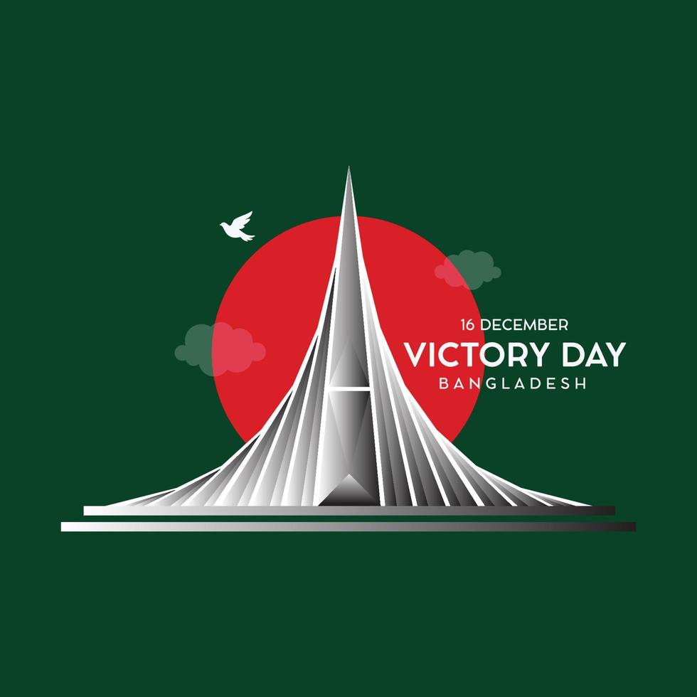 16 décembre jour de la victoire illustration vectorielle du bangladesh avec le monument national des martyrs appelé sriti shoudho. bannière du jour de la victoire, affiche, conception de modèle de carte de voeux. fond du jour de la victoire vecteur