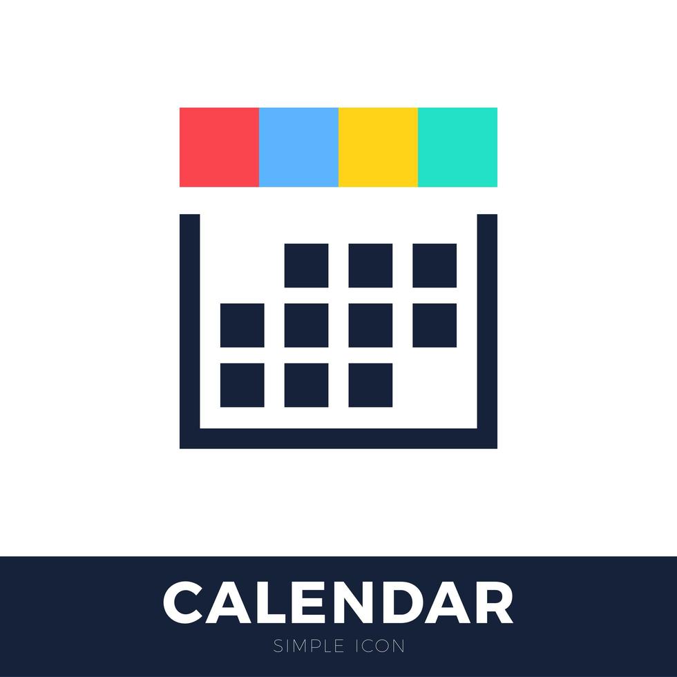 icône de vecteur plat calendrier quatre saisons. icône de vecteur de ligne de calendrier sur fond blanc avec carré coloré ou grille de jours. illustration vectorielle ligne plate