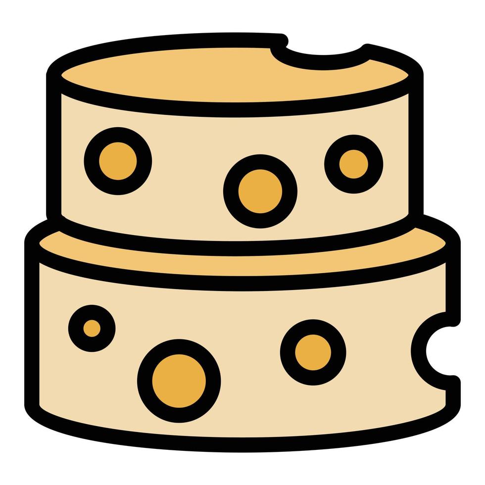 vecteur de contour de couleur d'icône de fromage de ferme