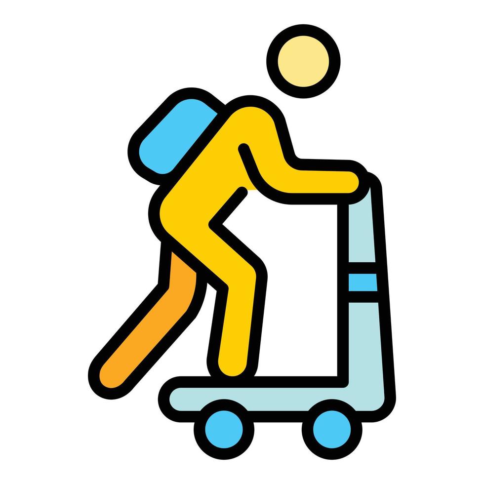 scooter livraison à domicile icône couleur contour vecteur