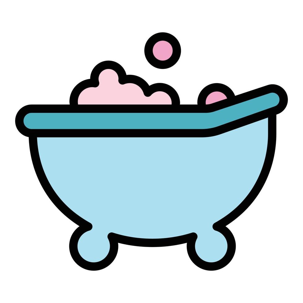 bébé mousse baignoire icône couleur contour vecteur