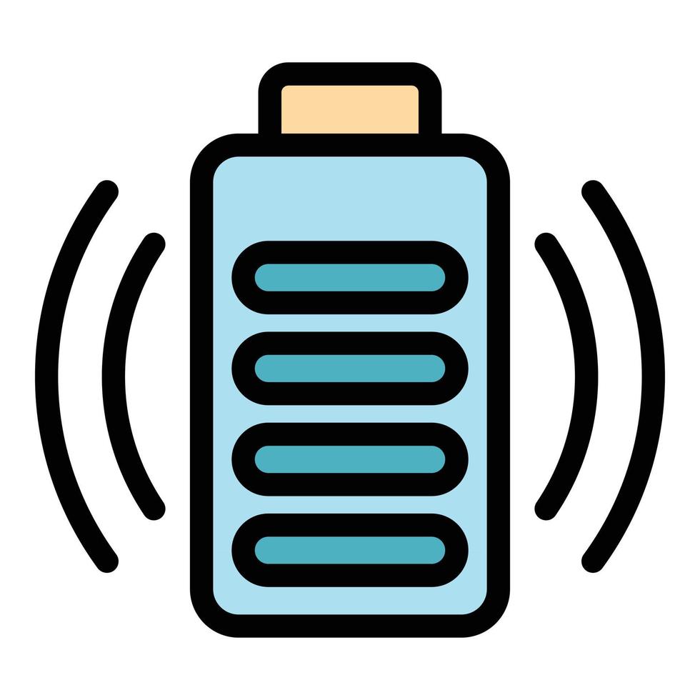 vecteur de contour de couleur d'icône de batterie pleine de chargeur