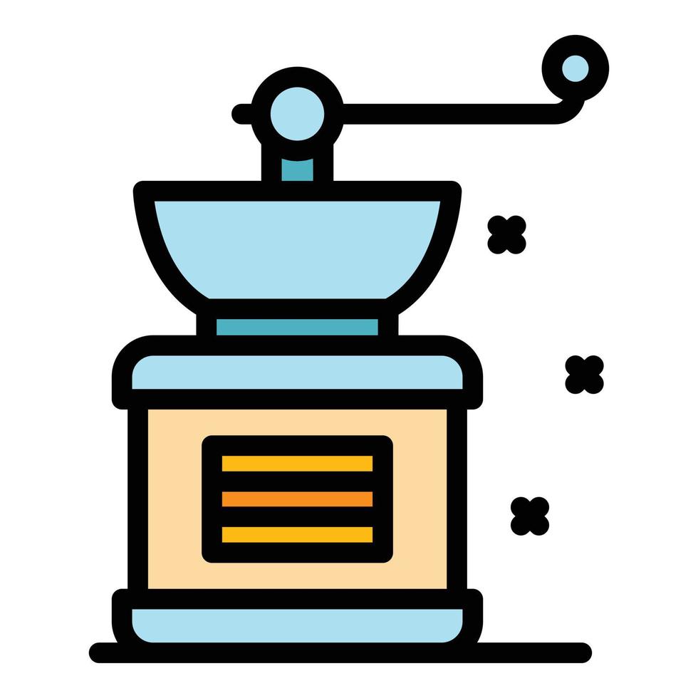 vecteur de contour de couleur d'icône de moulin à café manuel