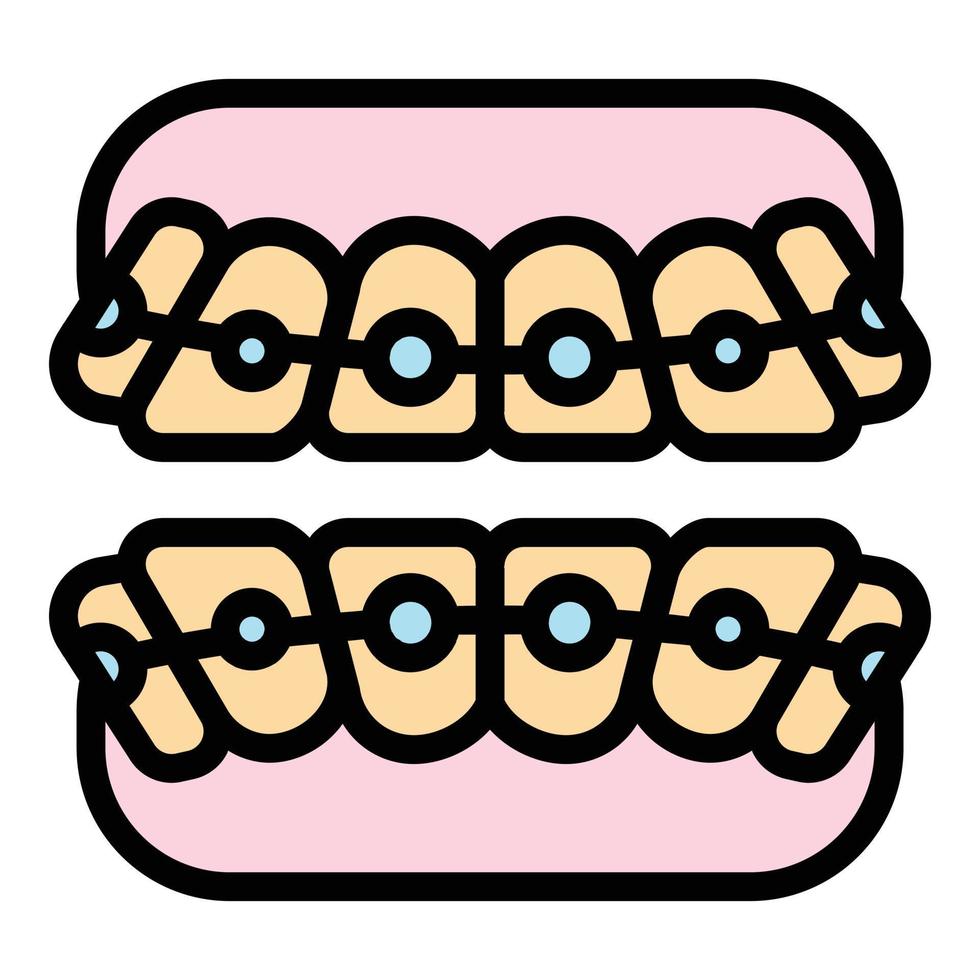 dents de retenue accolades icône vecteur de contour de couleur