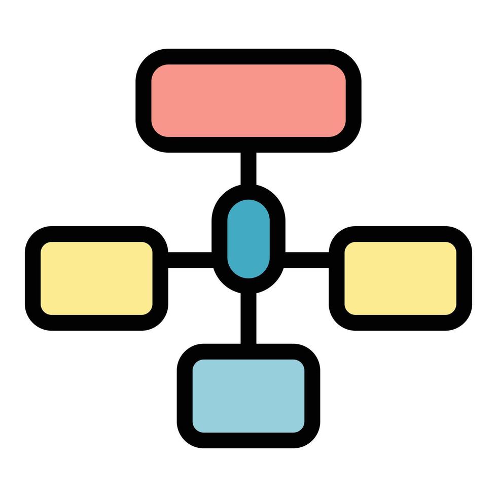 hiérarchie réseau icône couleur contour vecteur