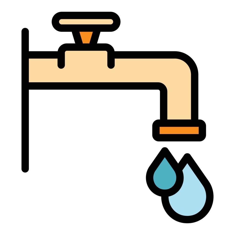 vecteur de contour de couleur de l'icône de consommation d'eau du robinet