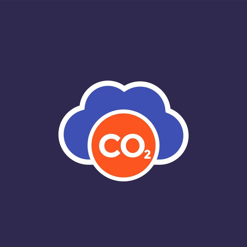 CO2, nuage d'émissions de carbone, icône plate de vecteur