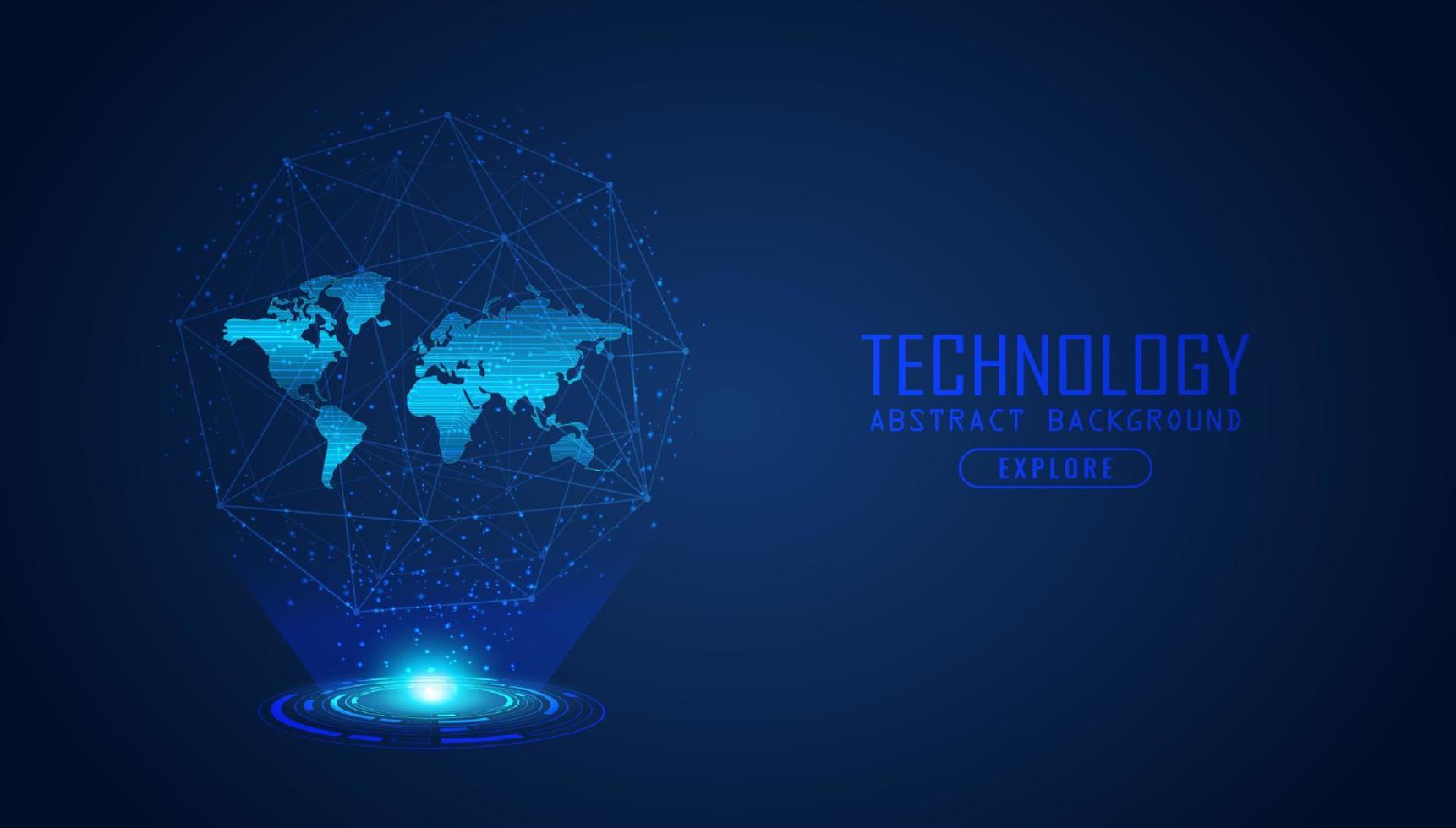 holographe de carte du monde moderne sur fond de technologie vecteur