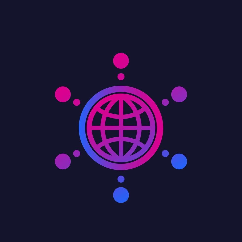 logo réseau avec globe et connexions, vector