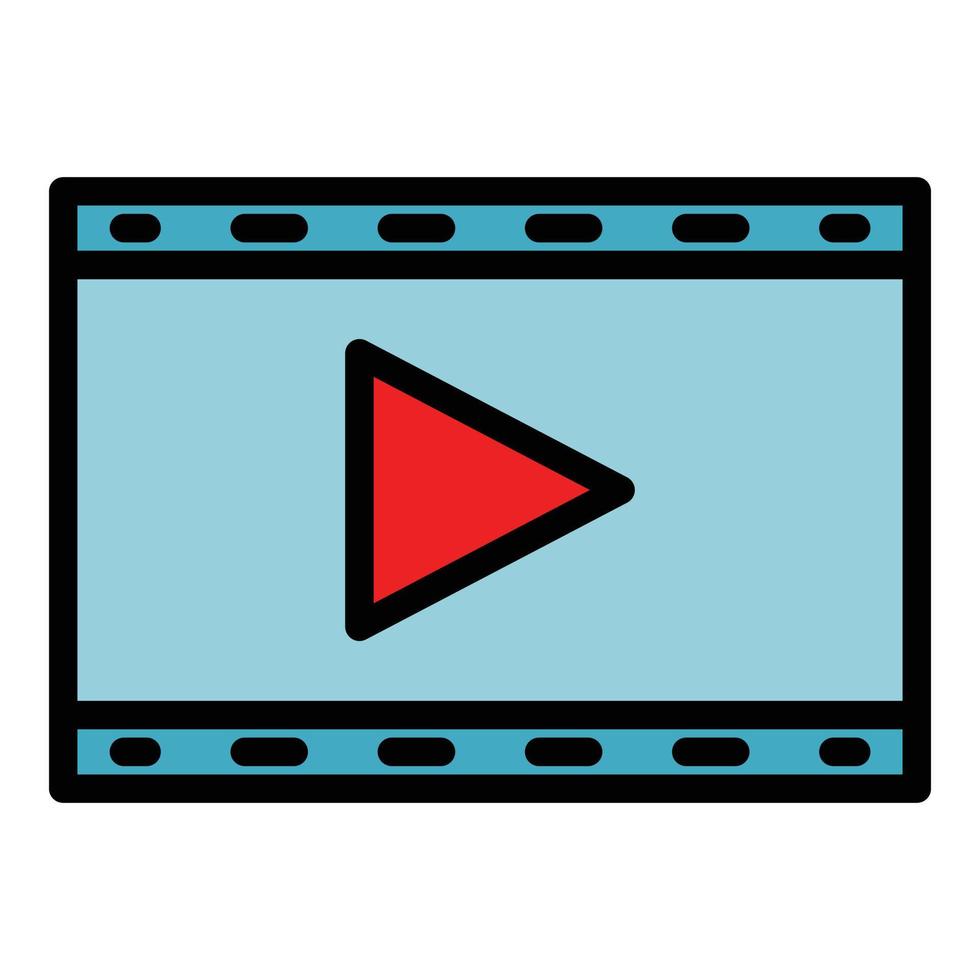 clip film icône vecteur de contour de couleur
