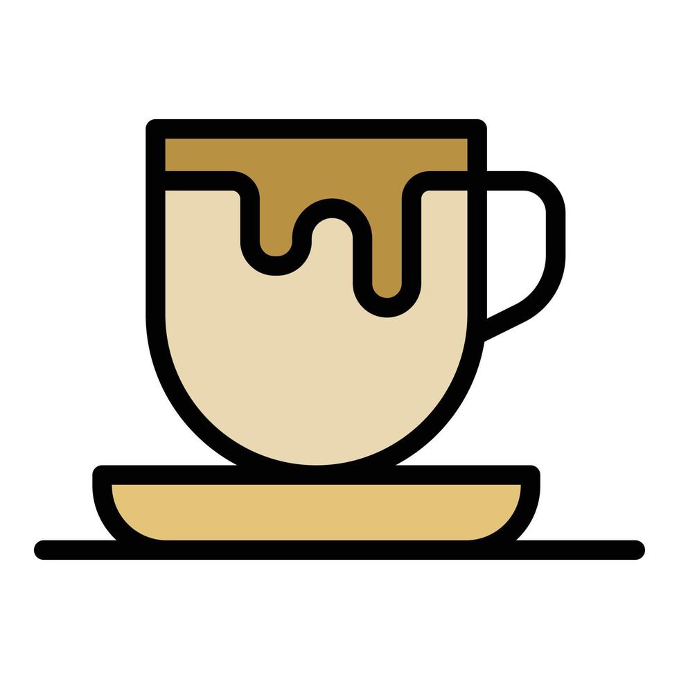 tasse de cappuccino icône vecteur de contour de couleur