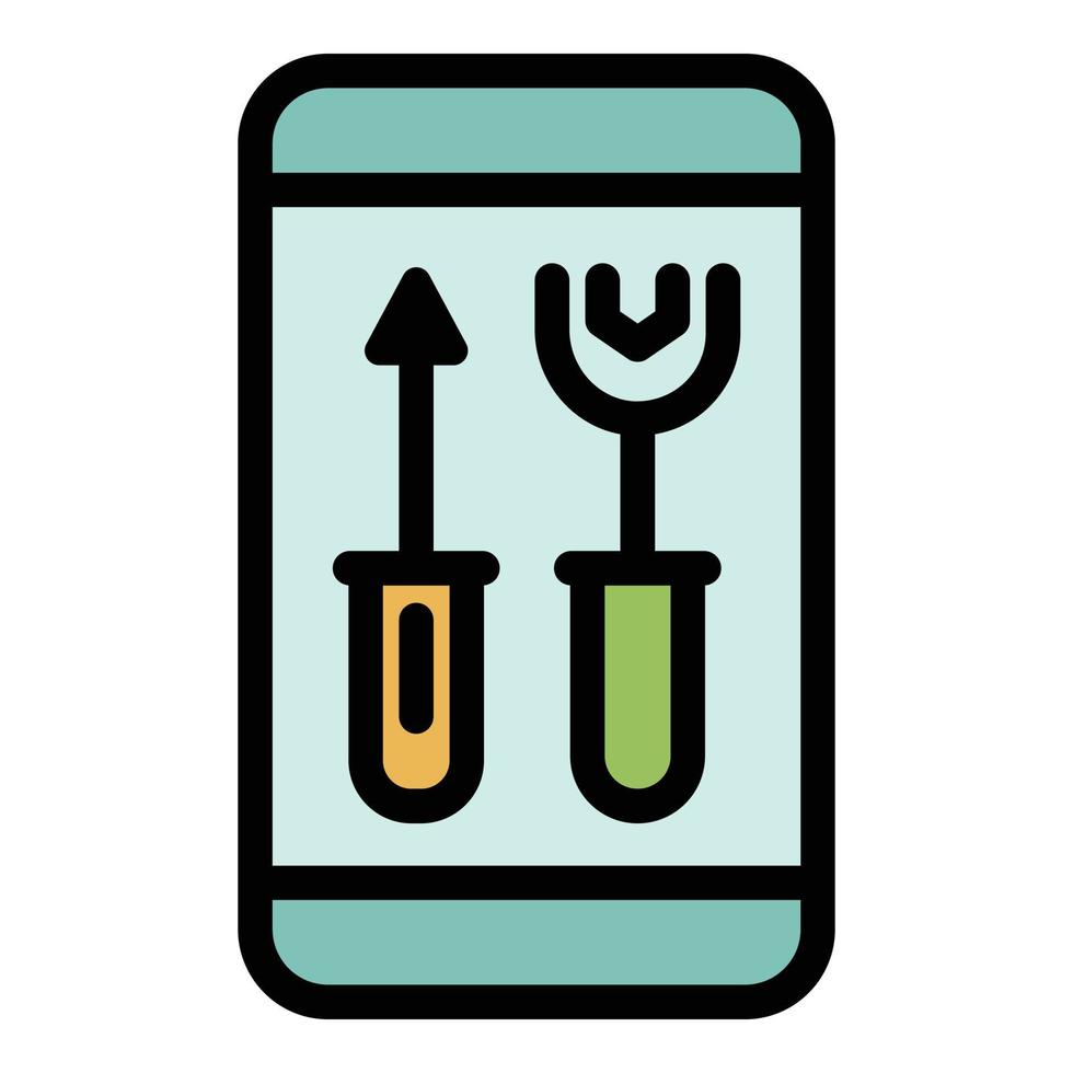 icône de réparation de smartphone vecteur de contour de couleur