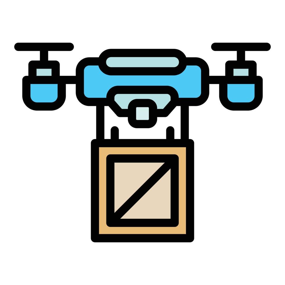 vecteur de contour de couleur d'icône de livraison de drone électrique