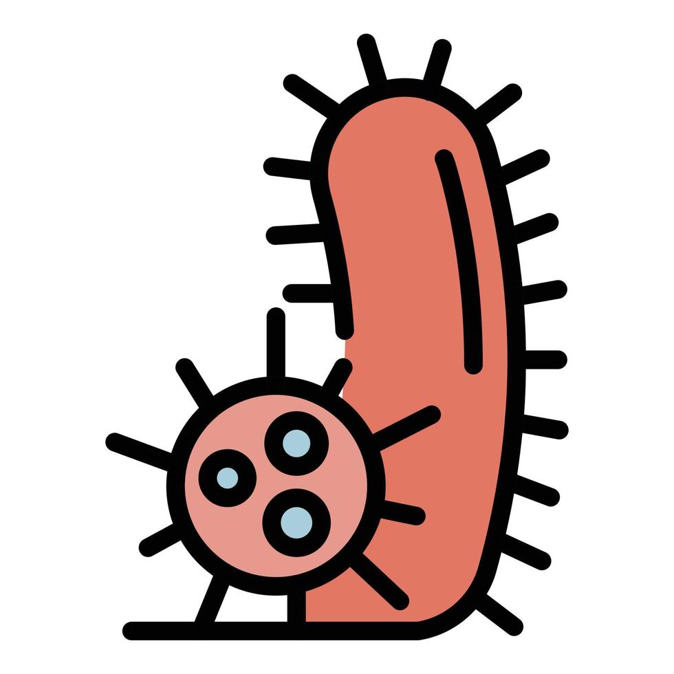 vecteur de contour de couleur d'icône de bactéries de virus