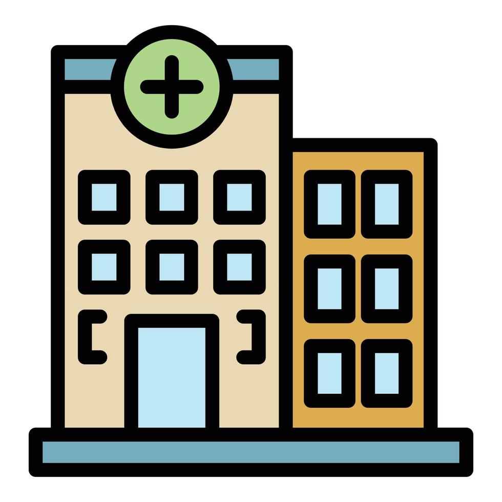 vecteur de contour de couleur d'icône de bâtiment d'hôpital