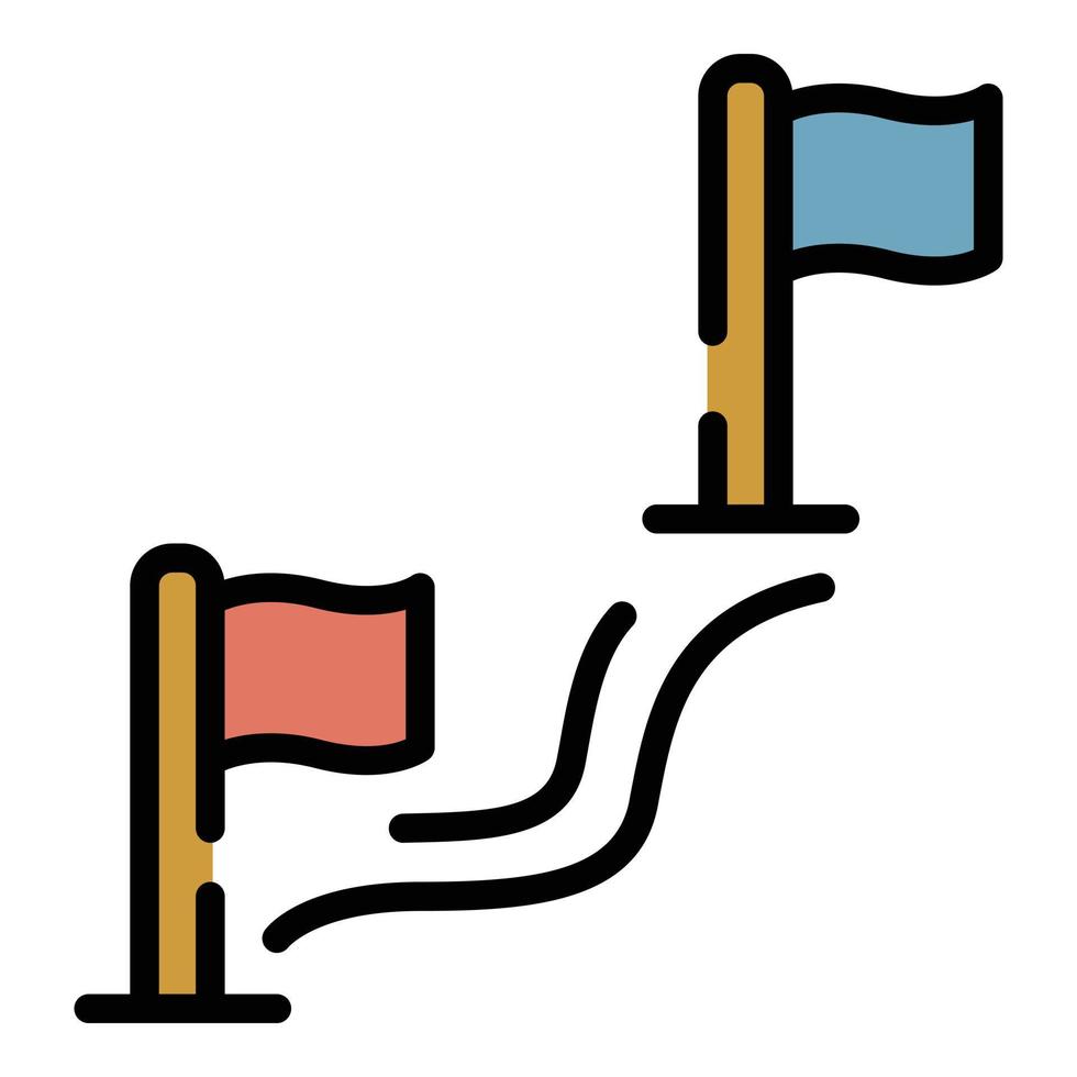 vecteur de contour de couleur de l'icône de l'itinéraire de randonnée