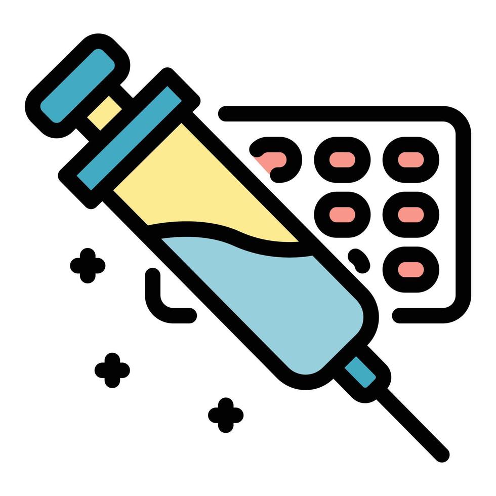 vecteur de contour de couleur icône seringue à insuline