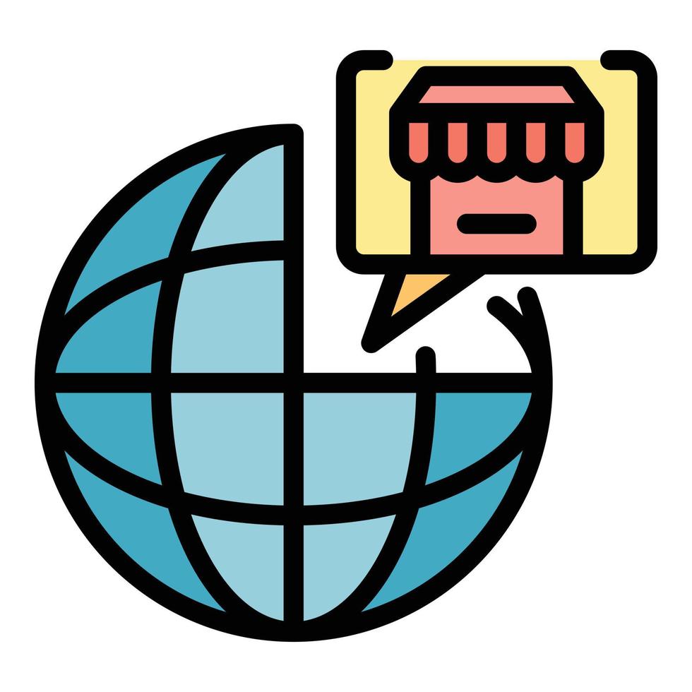 vecteur de contour de couleur d'icône de magasin de localisation mondiale