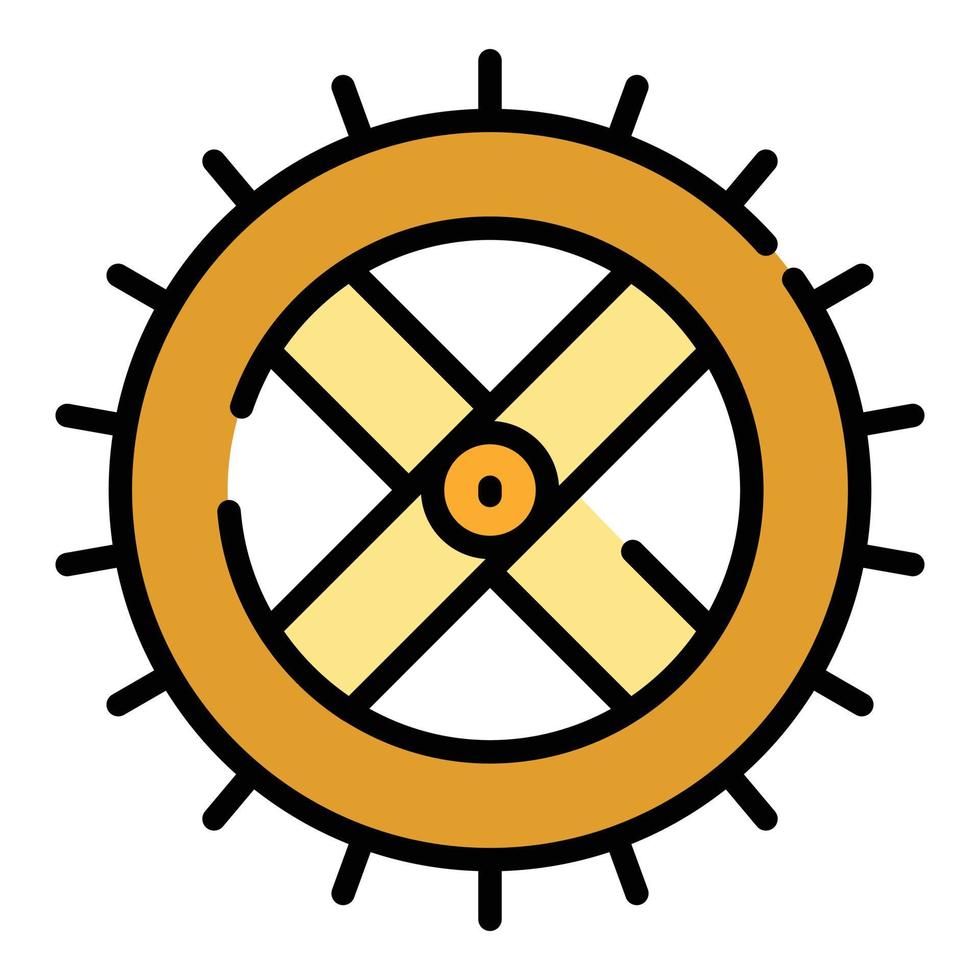vecteur de contour de couleur de l'icône de roue de moulin à eau
