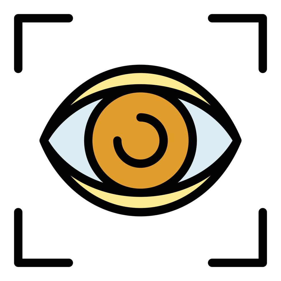 vecteur de contour de couleur d'icône de balayage des yeux