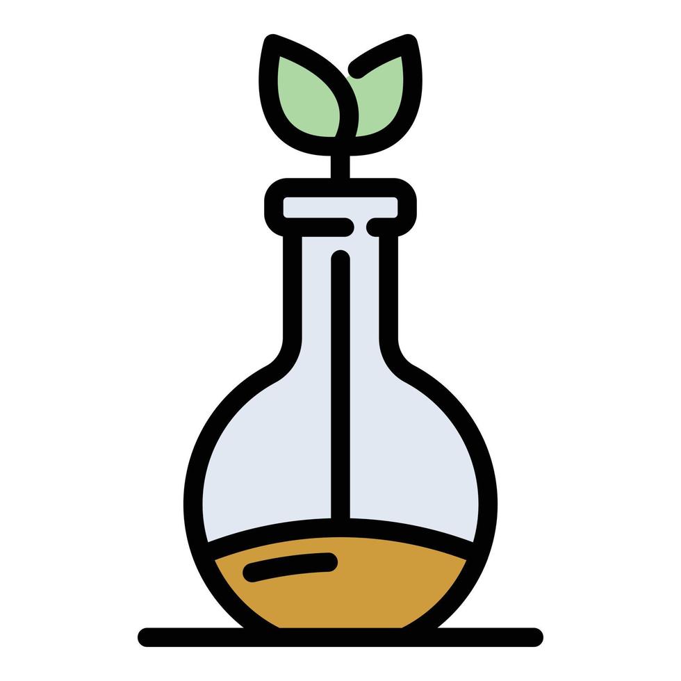 vecteur de contour couleur icône flacon à base de plantes