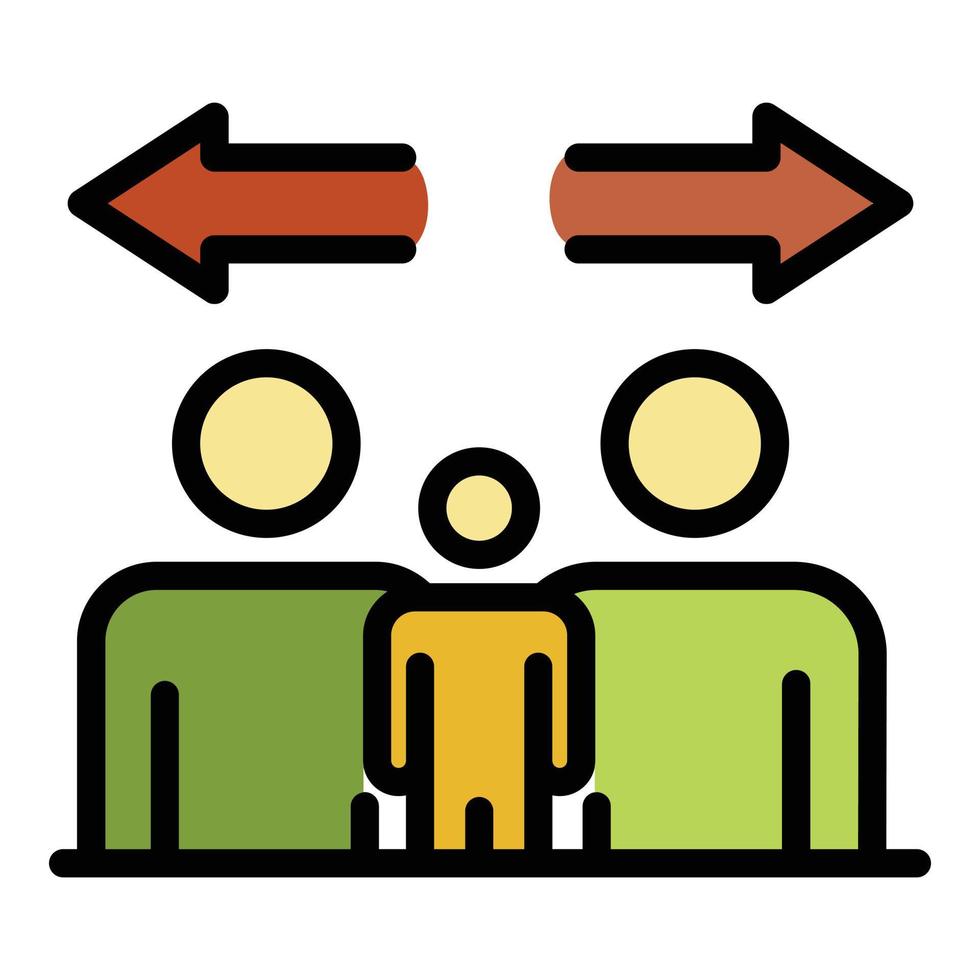 vecteur de contour de couleur icône famille divorce