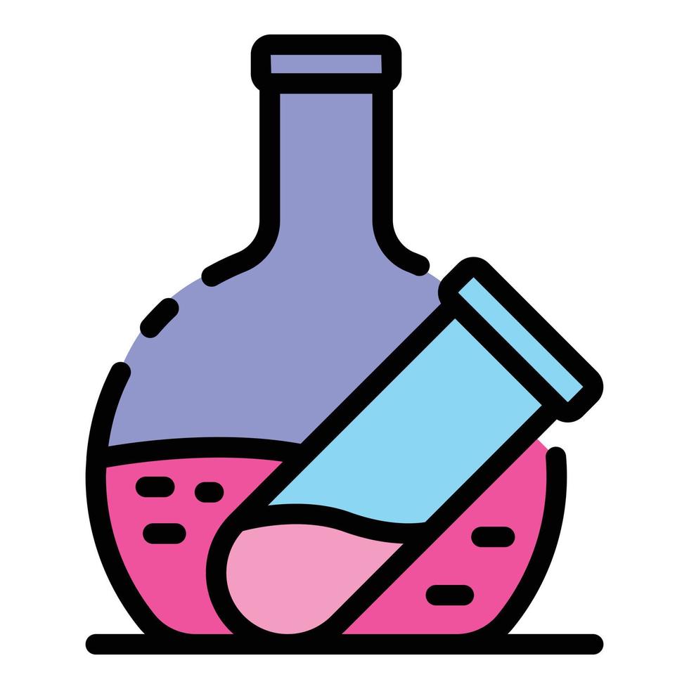 vecteur de contour de couleur d'icône de test de flacon d'endocrinologie