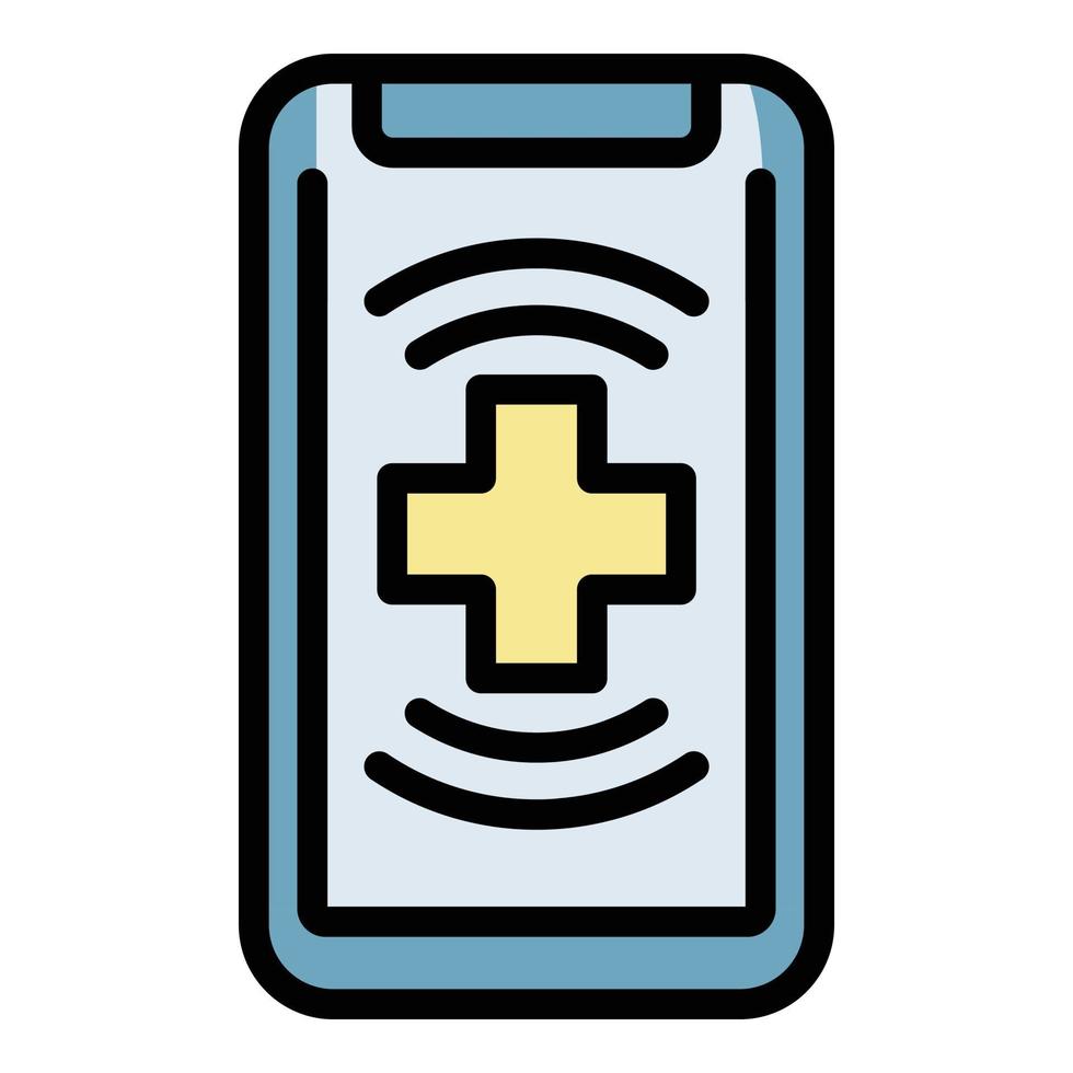 icône d'aide médicale smartphone vecteur contour couleur