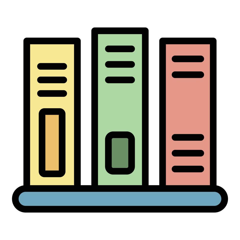 livres sur l'icône de l'étagère vecteur de contour de couleur