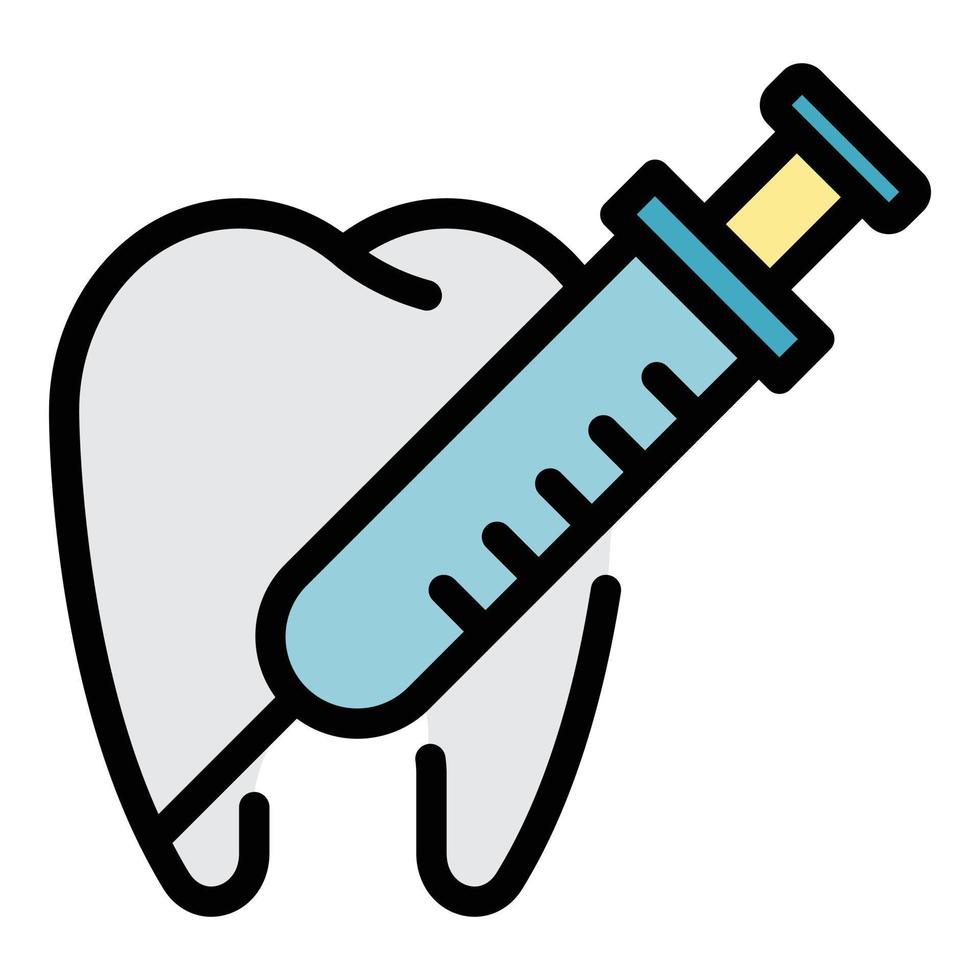 vecteur de contour de couleur d'icône d'injection de dent