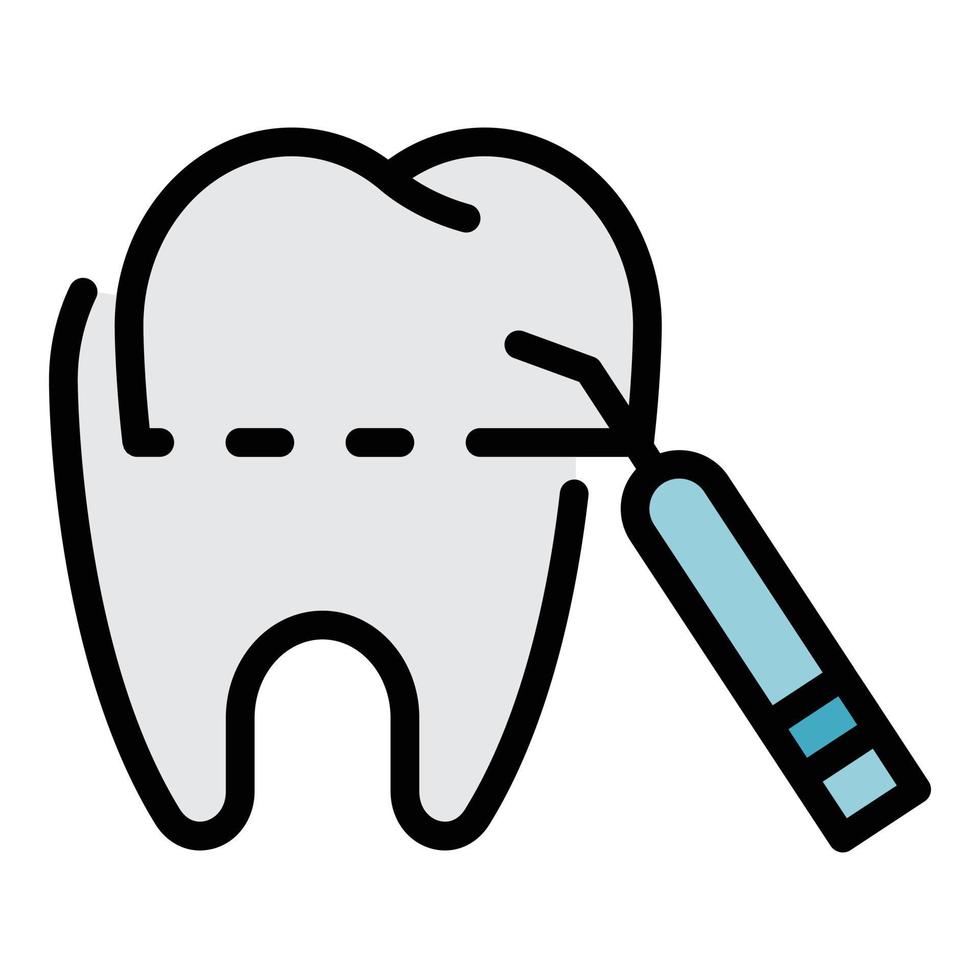 vecteur de contour de couleur d'icône de traitement de dent