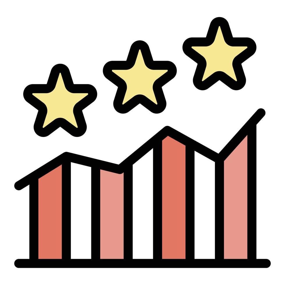 vecteur de contour de couleur d'icône de classement par étoiles