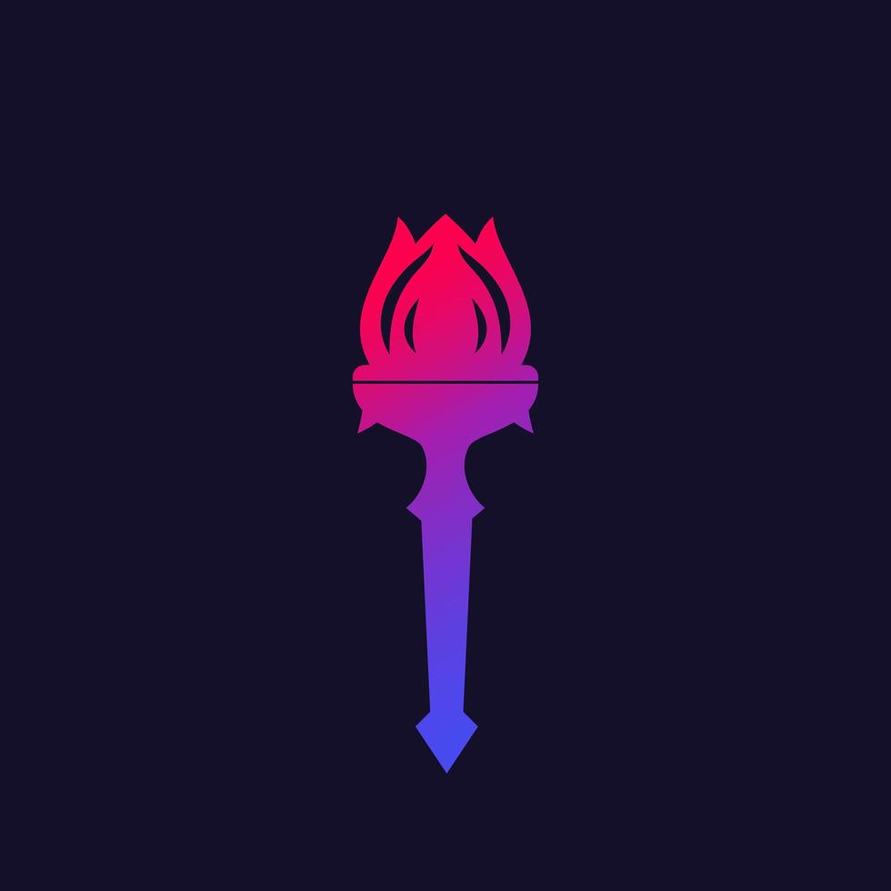 torche avec flamme, logo vectoriel sur dark