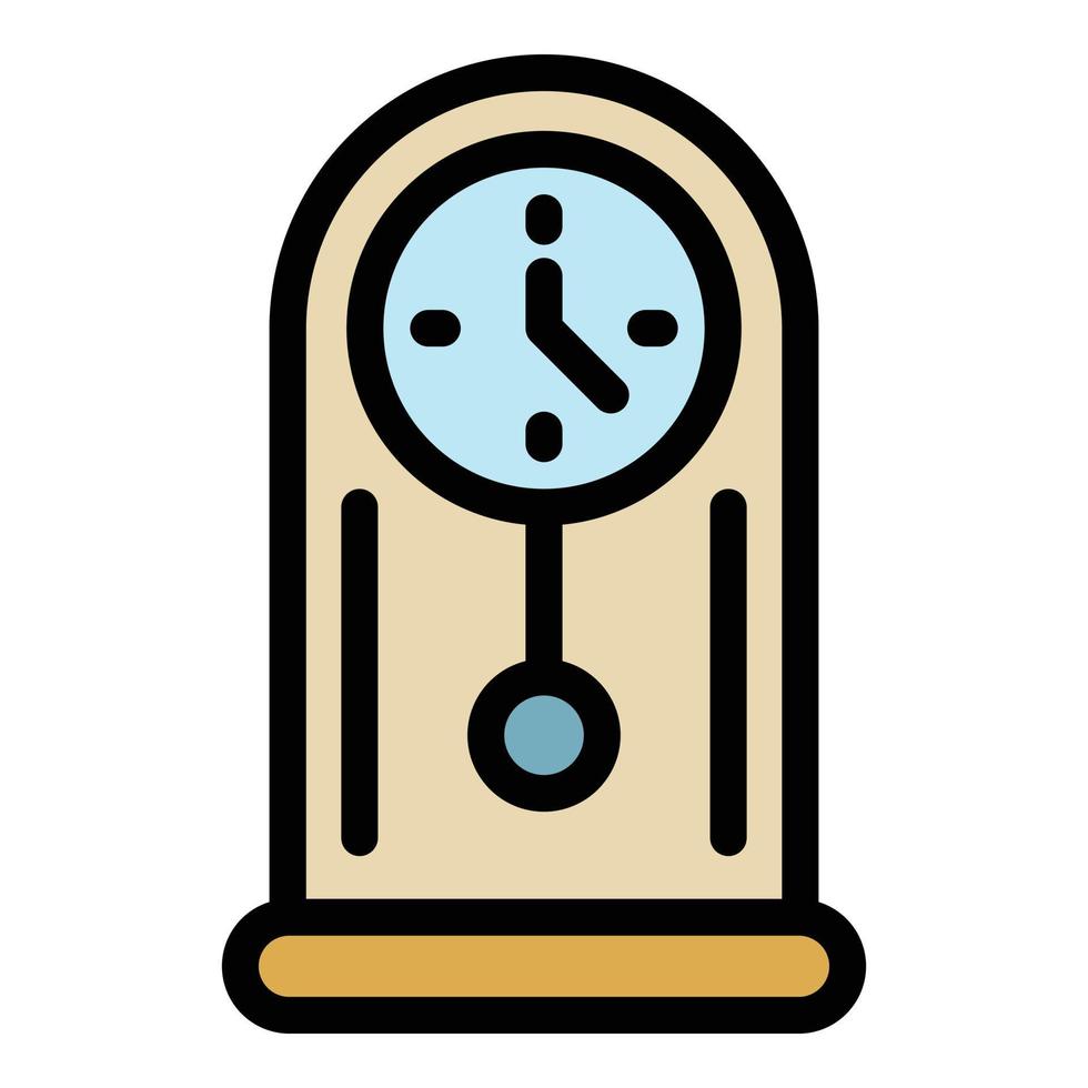 L'icône de l'horloge pendule temps vecteur contour couleur