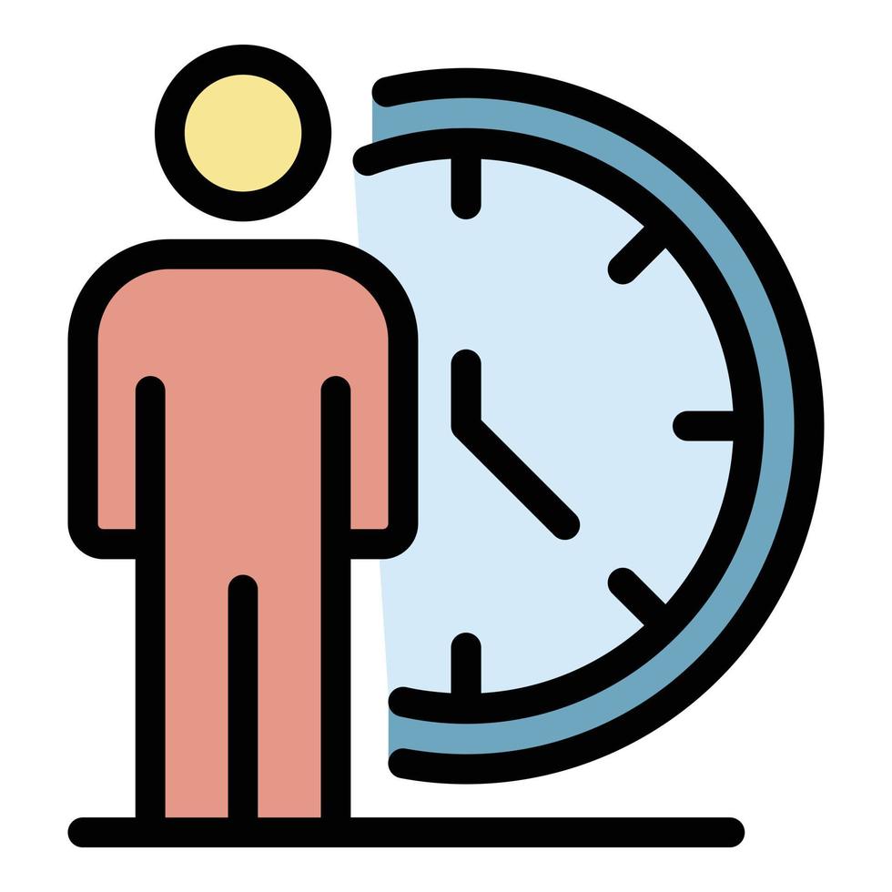 vecteur de contour de couleur d'icône d'horloge de temps de formation d'affaires
