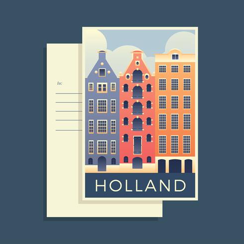 Cartes postales du vecteur de la Hollande du monde