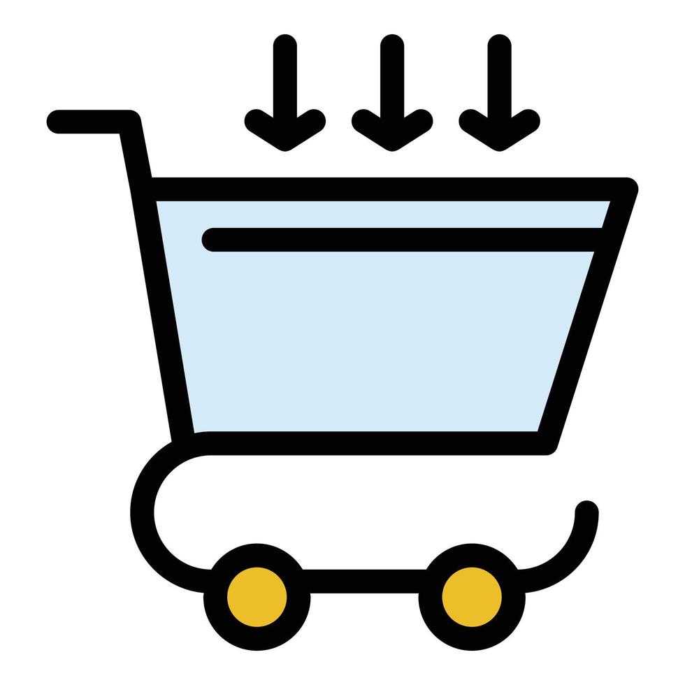 vecteur de contour de couleur d'icône de panier de magasin de crédit