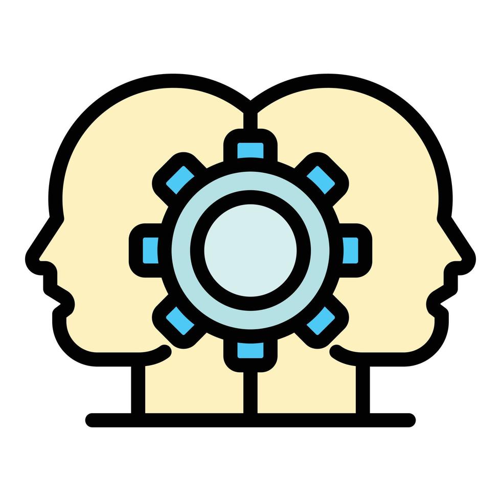 vecteur de contour de couleur d'icône de roue dentée de sociologie