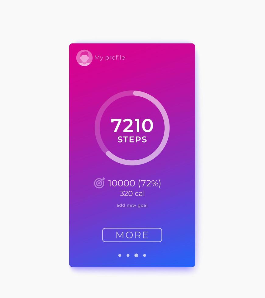 application de fitness, traqueur d'activité et compteur de pas ui, interface mobile vectorielle vecteur