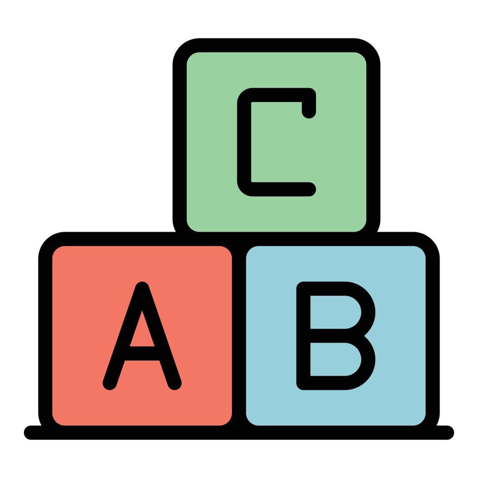 vecteur de contour de couleur d'icône de cubes d'éducation inclusive