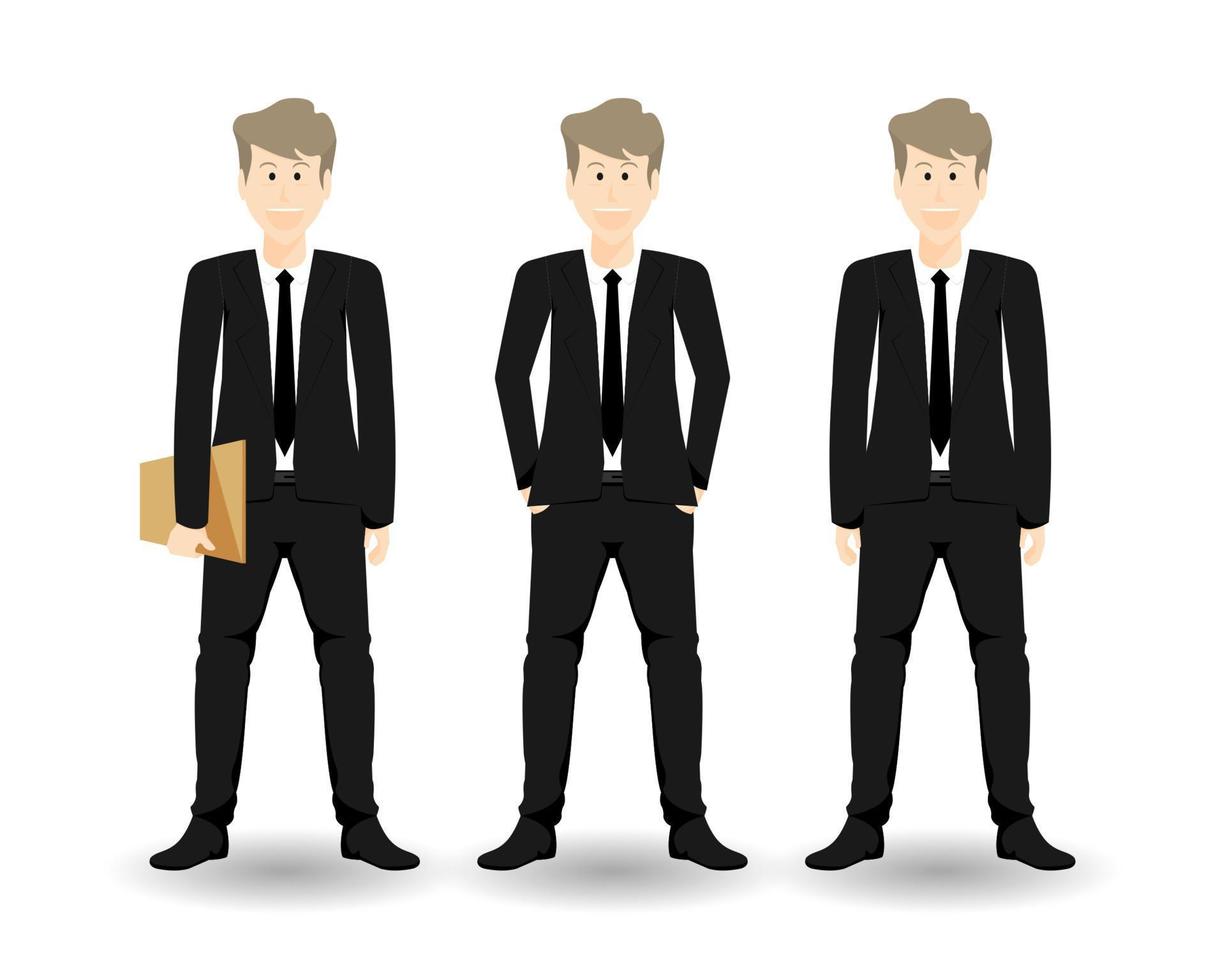 dessin animé de personnes avec costume uniforme, homme d'affaires debout pose design sur fond isolé, illustration vectorielle. vecteur