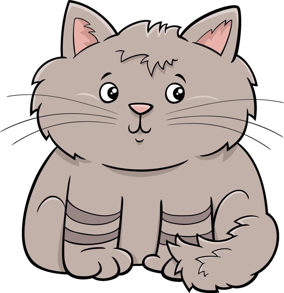 personnage animal de dessin animé mignon chat ou chaton moelleux vecteur