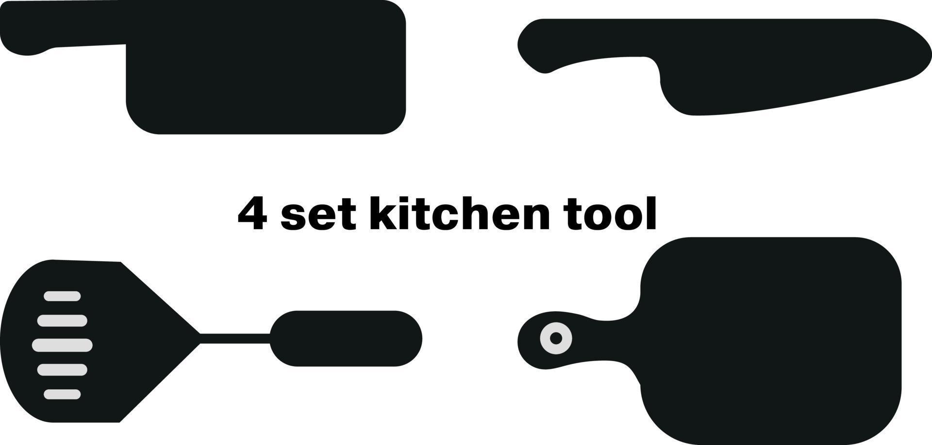 4 ensembles de conception vectorielle d'outils de cuisine. vecteur