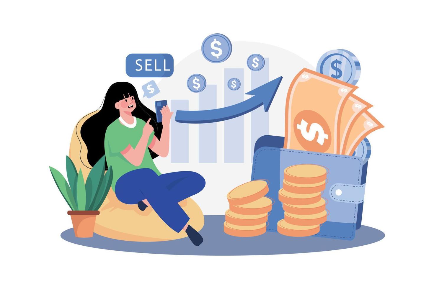 prendre le concept d'illustration de profit d'investissement. une illustration plate isolée sur fond blanc vecteur