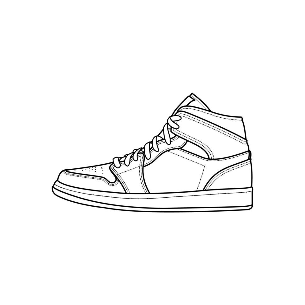 illustration vectorielle de baskets noires et blanches, chaussures de basket-ball chaussures de jeunesse vecteur