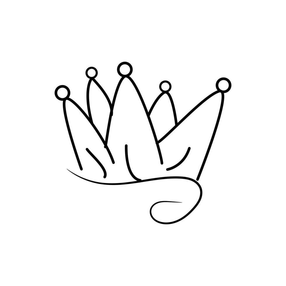 couronne de doodle dessinés à la main. icône couronne vecteur