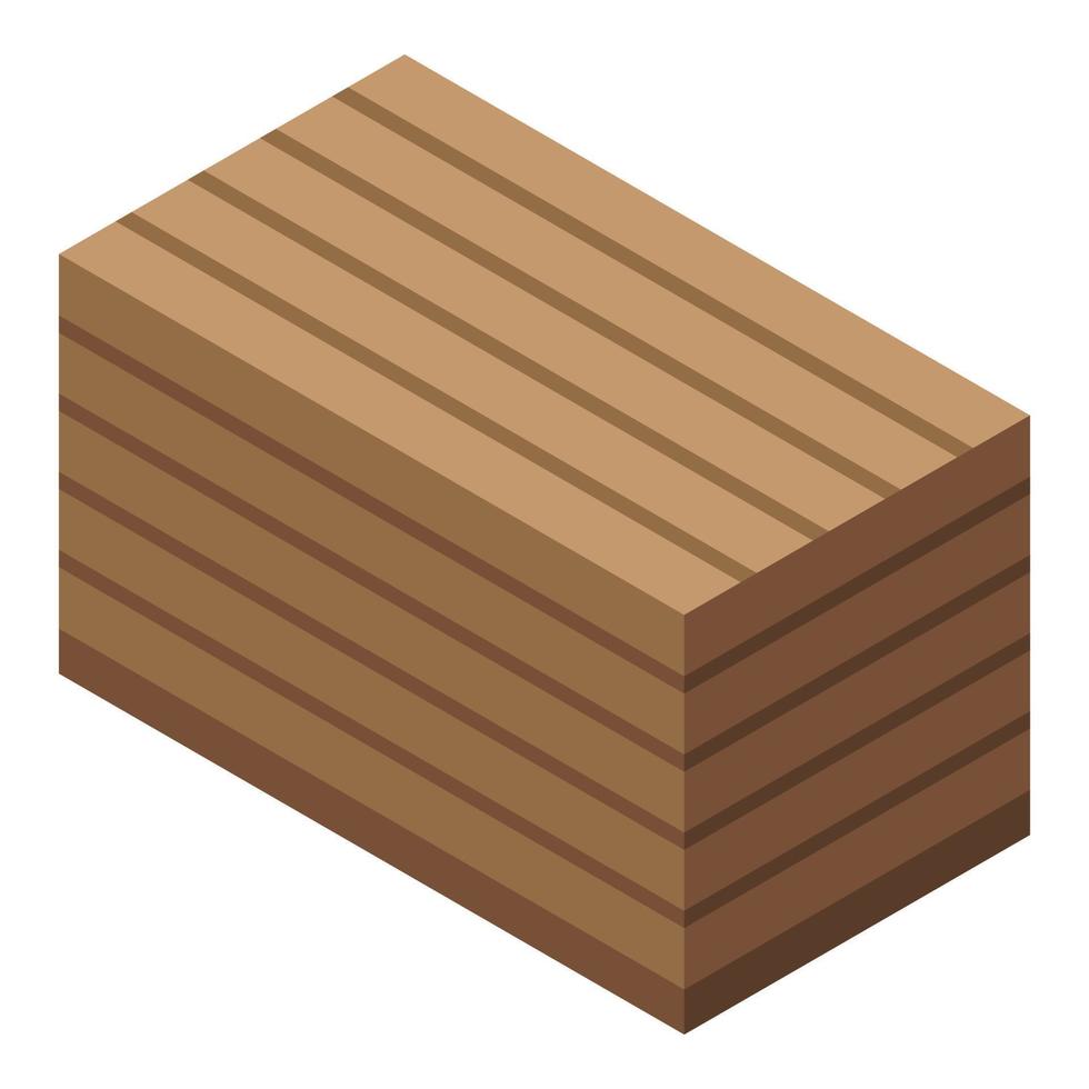 icône de boîte en bois, style isométrique vecteur